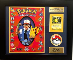 1999 Pikachu 50 HP Trading Card (14" x 18" Frame) with Satoshi Tajiri Laser Signature