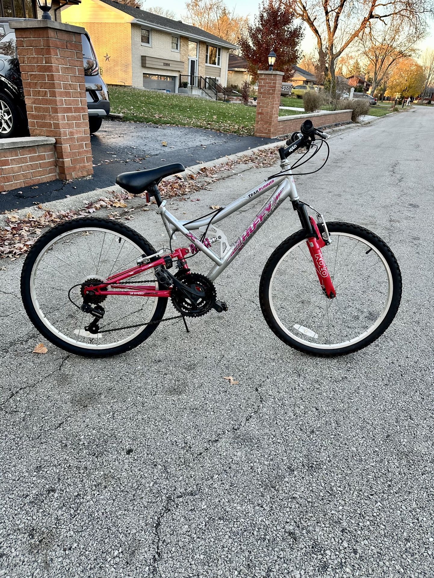 Huffy Trail Runner, 24 Inch, 18 Speed, 2x Dual Suspension, $90
