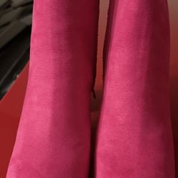 Women’s Hot Pink Suede Boots By Sugar