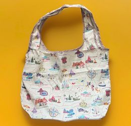 Tokyo Disneyland Park Map Shopping Reusable Zip Up Vinyl And Cloth bag