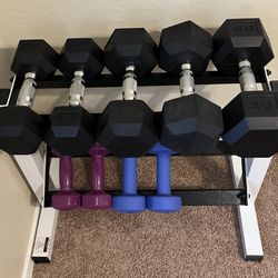 Dumbbell Set with CAP Dumbbell Rack - 10 to 30lbs