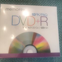 10PK/PAQ DVD + R 16x Recordable discs 120 Mins