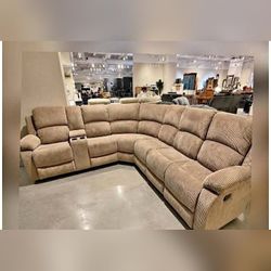 3 Pieces Brown Pineapple Color Fabric Intelligent Recliner Sofa Set