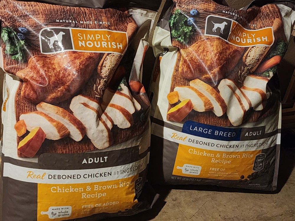 40lb Bags Of Dog Food. 1 For Small Breeds 1 For Large