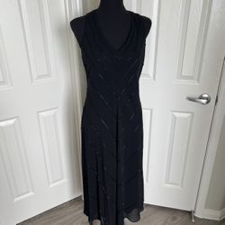 🖤 Jones New York Dress Black Beaded Sleeveless Lined Dress Size 10 Petite