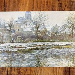 SNOW EFFECT AT VETHEUIL French France Oscar Claude Monet Fine Art Print 50’s COA Certificate of Authenticity Vintage Antique Japan Printed Collectibl