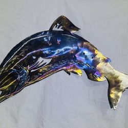 Handmade Salmon Fish Metal Wall Art Decor