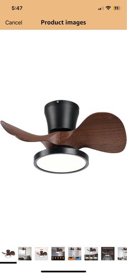 Wooden compact ceiling fan