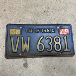 Old California, Vw Volkswagen Bug License Plate