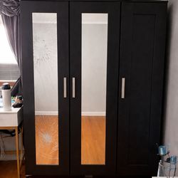 Black Wardrobe with Mirrors – Needs Mirror Replacement
