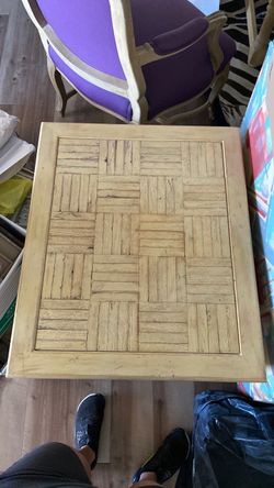 Antique Vintage Herringbone Solid Wood side table