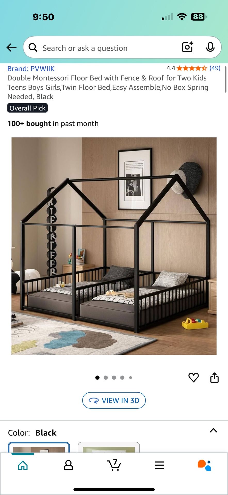 Double twin kids house bed NO MATTRESSES