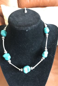 Stunning huge Turquoise in Sterling Silver necklace