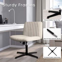 Armless Office Desk Chair No Wheels,Fabric Padded Modern Swivel Vanity Chair,Height Adjustable Home Office Chair