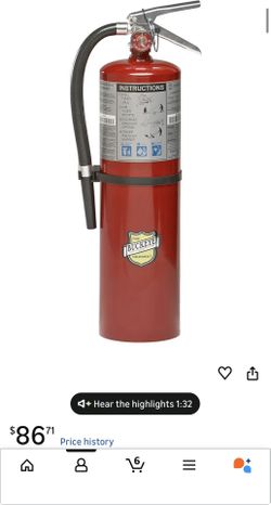 BUCKEYE Fire Extinguisher, 4A:80B:C, 10 lb., 21in.H, Red