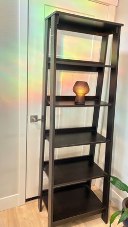 Espresso brown ladder bookshelf - 5 tier - open display shelf
