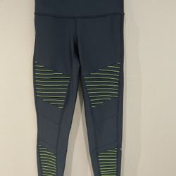 ALO Yoga Black/Yellow Super Quality Low Mid Yoga Leggings, Size 8