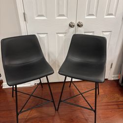 Black Leather Bar Stools - Brand New