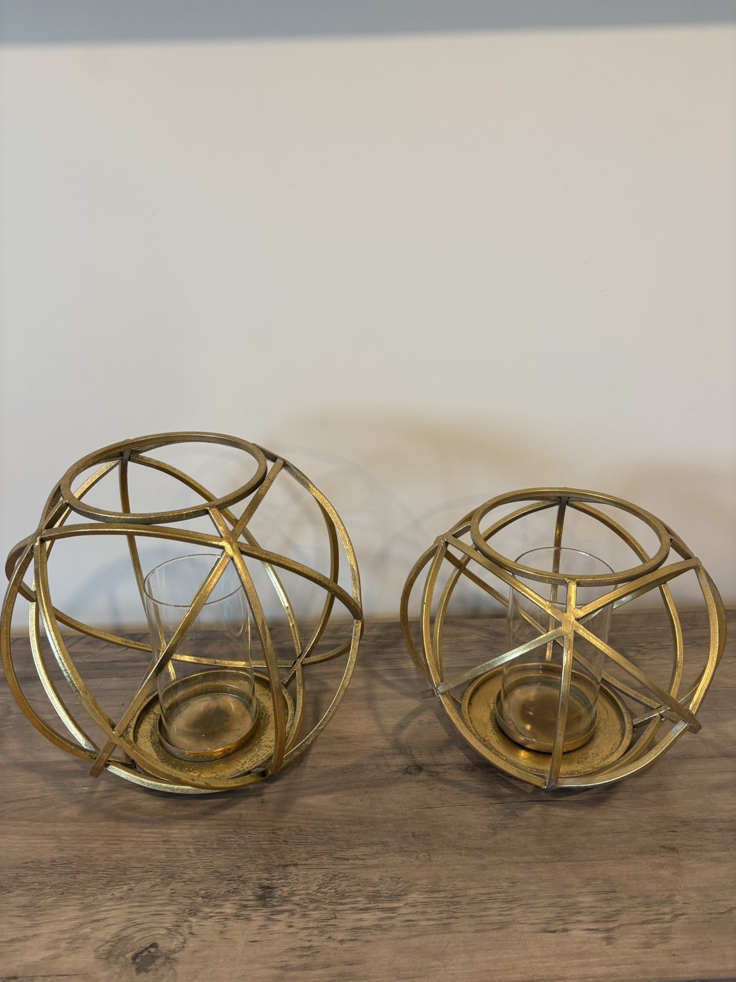 Gold Metal Glass Candle Holder