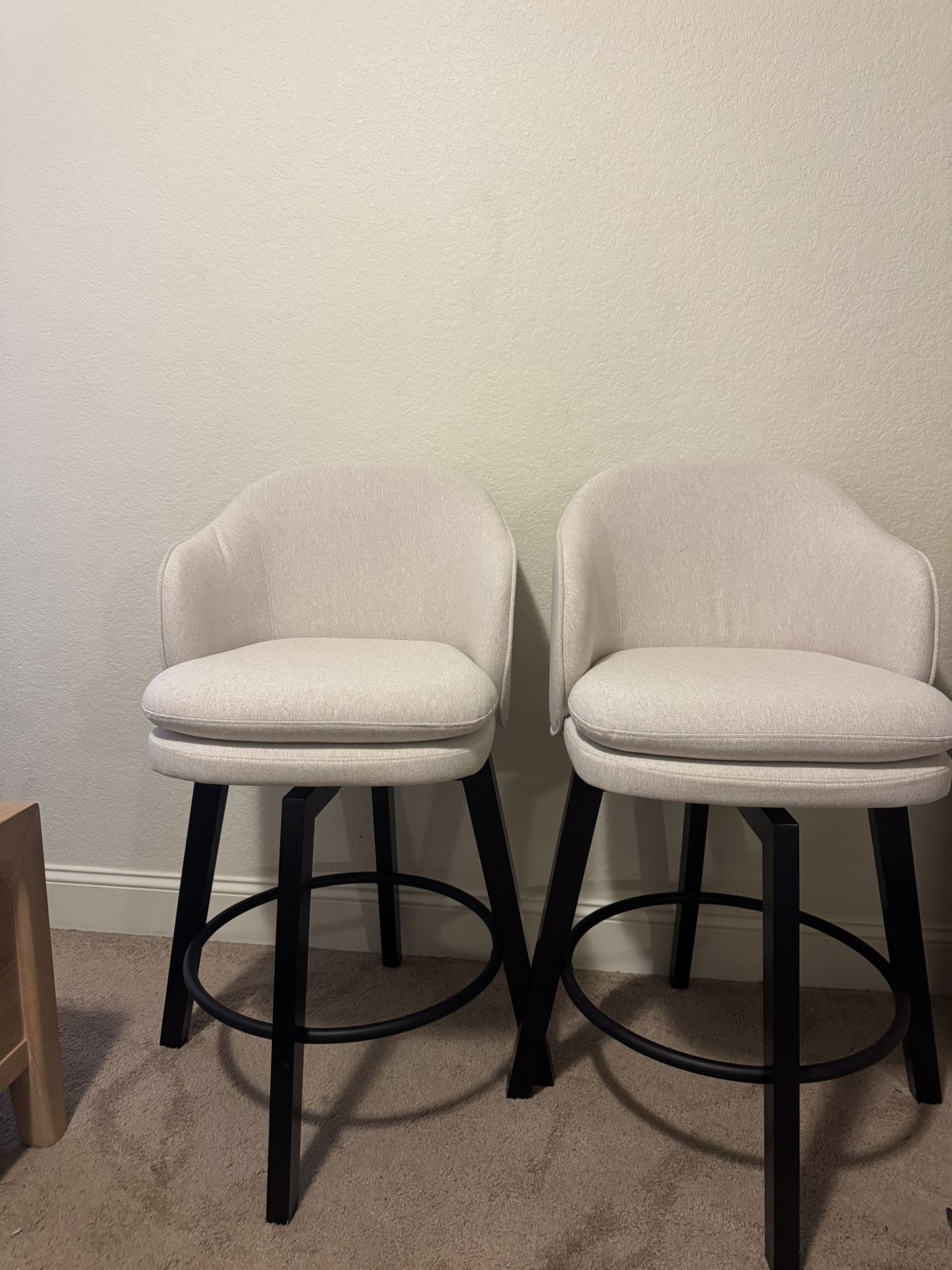 Counter height Bar stool chair cloth beige swivel 26”