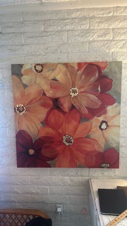 Art on canvas Beautiful bright florals 38 x 38 square
