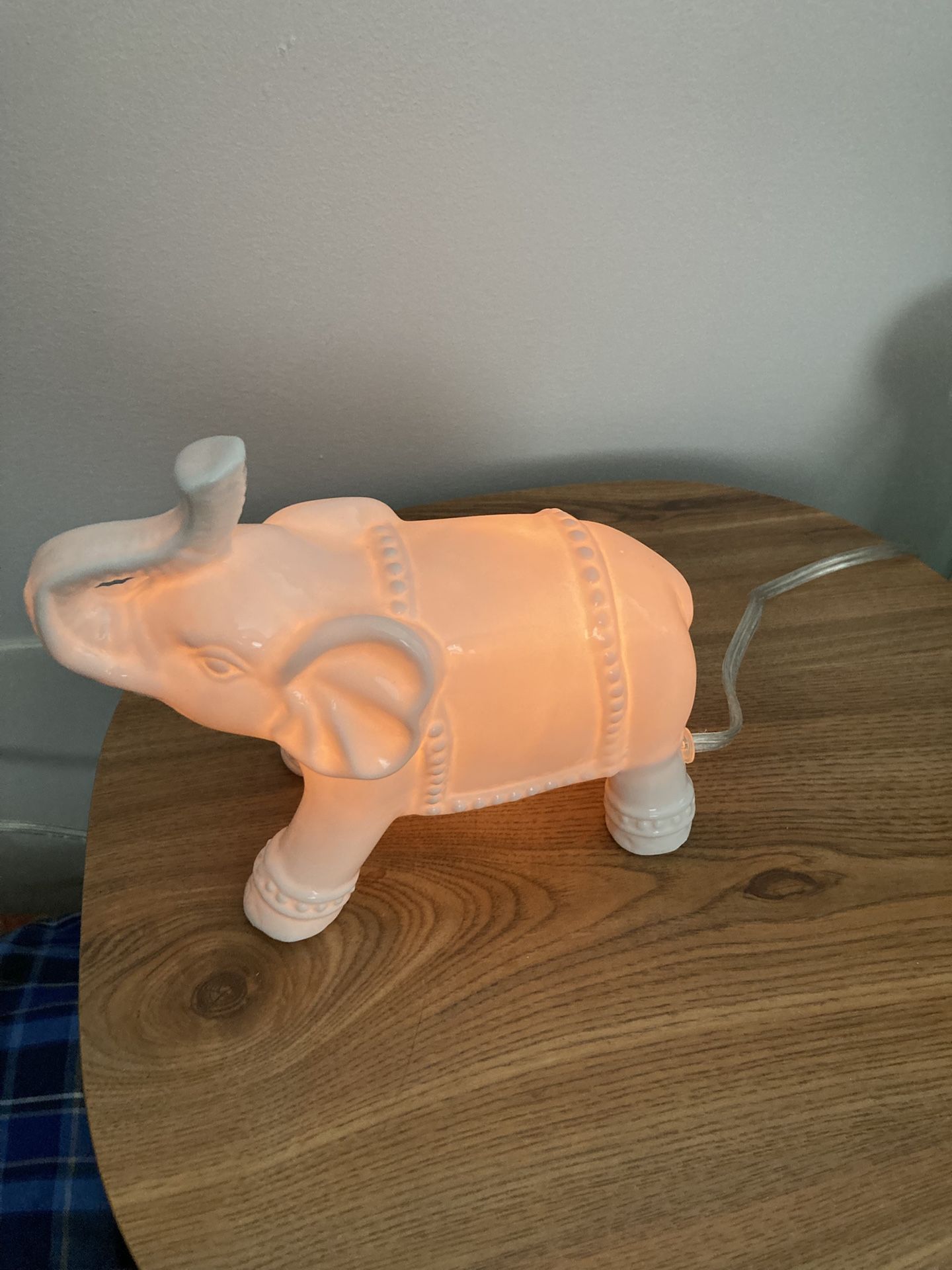 Porcelain White Elephant Night Light New