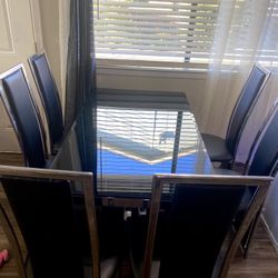 Six Beautiful Dining Chair And Glass Table
