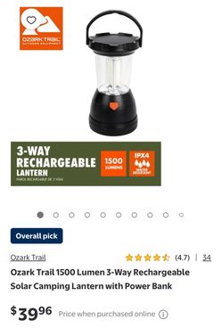 Ozark Trail LED Rechargeable Camping Lantern with AC/DC Adapter and Carrying Handle