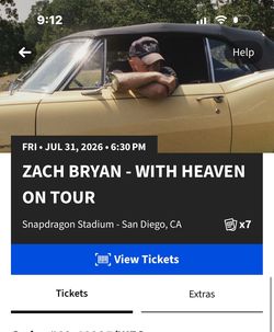 Zach Bryan Concert tickets July 31st