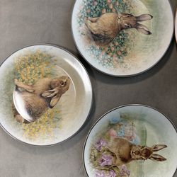 Pottery Barn "Meadow Bunny" Dinner Plates - Set of 3 (Easter Ready!)