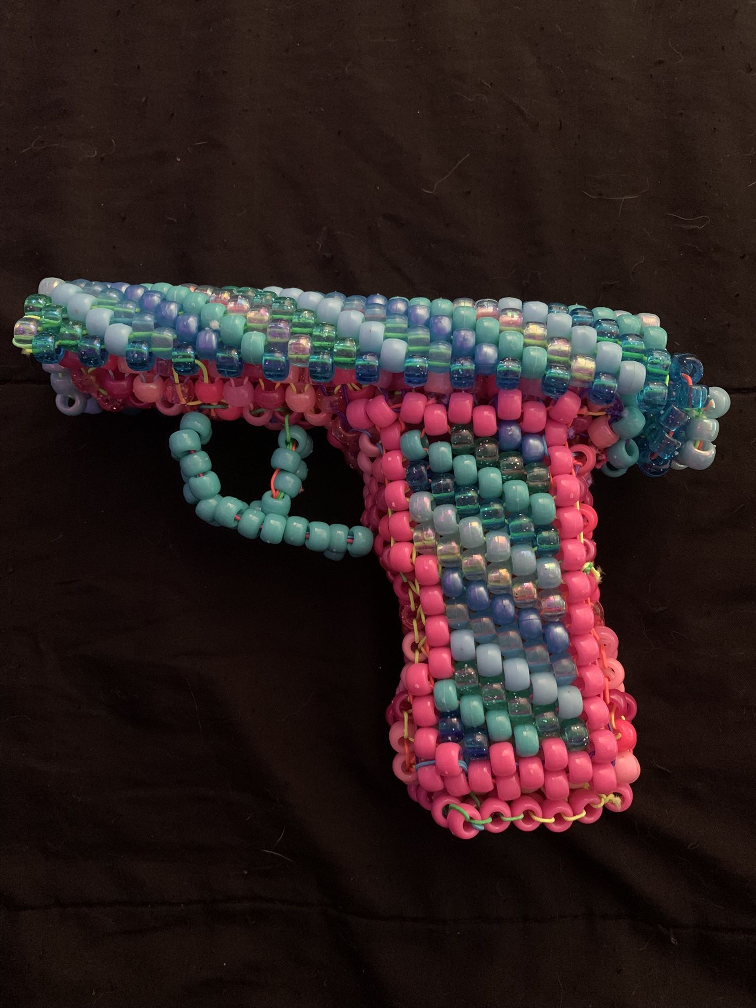 Posable Blue And Pink Kandi Rave Gun 