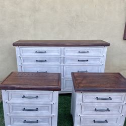 Farm Style Dresser And Nightstands 