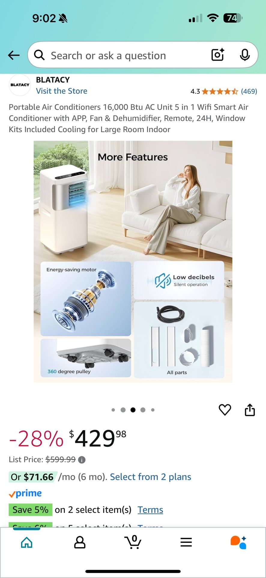 16,000 BTU Portable AC Unit
