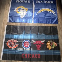 Used House Divided Rams chargers And Chicago Teams Flag Size  3ftx5ft