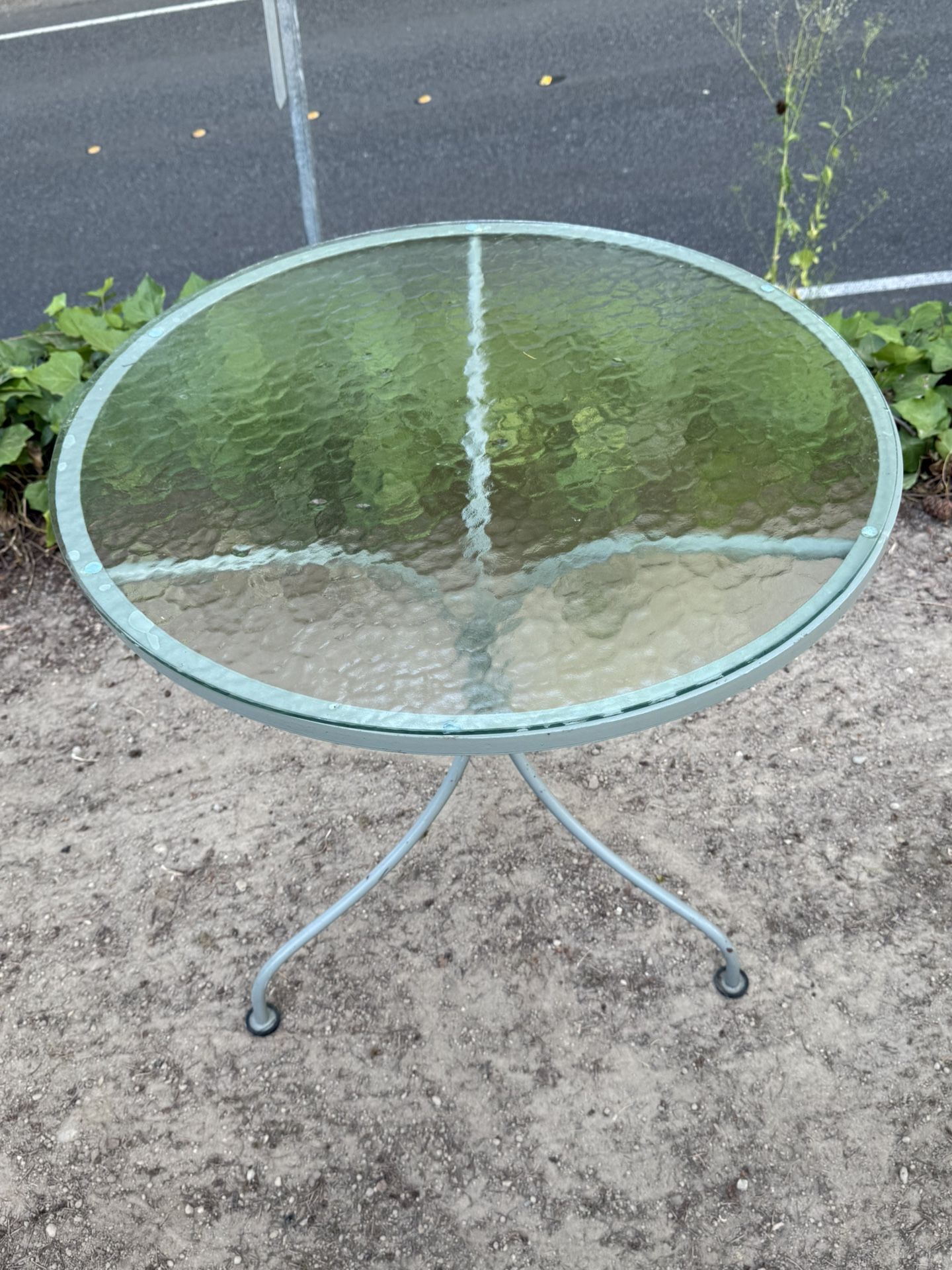 Cute Little Vintage Glass And Wrought Iron Bistro Table