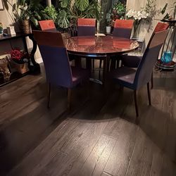 Rosewood Round Table With 6 Chairs