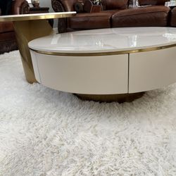 White And Gold Coffee Table 