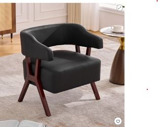 Accent Chair Mid-Century Black Faux Leather – Brand New In Box