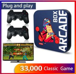 Super Arcade Box Multi System 33k+ Game Console, PS1/NES/SNES/N64+ 64GB HD Wireless Controllers