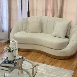 Elegant Curved Ivory Sofa Set – Modern Luxury Design