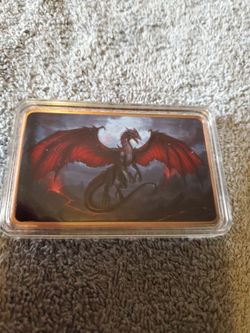5 OZ COPPER ROUND  COLORIZED DRAGON