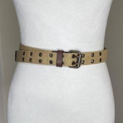 J. Crew Women's Belt Brown Genuine Leather Grommet Belt 