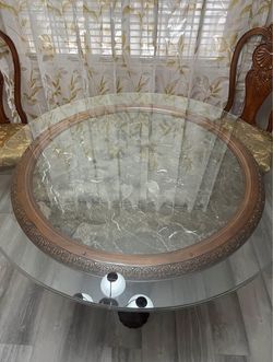 Marble top wood dining table