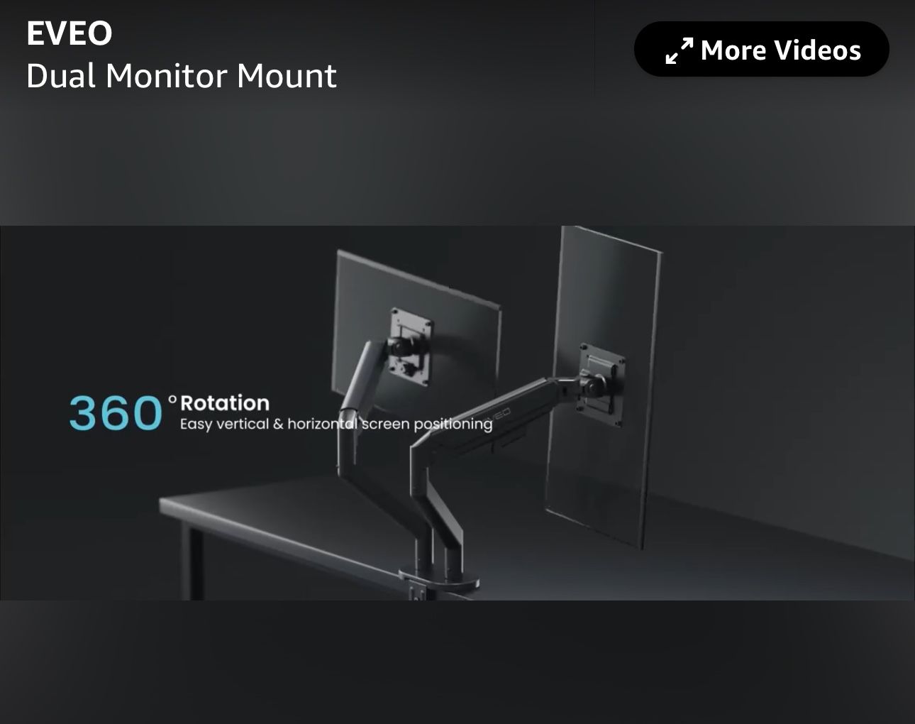 (300064) EVEO Premium Dual Monitor Mount 14"-35” Dual Monitor Arm VESA Bracket Adjustable Height Gas Spring Dual Monitor Stand, Screen Full Motion Dua