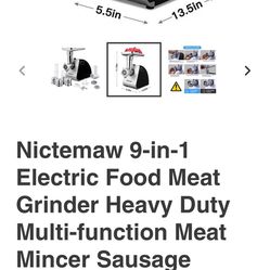 Nictemaw 9-in-1 Food And Meat Grinder