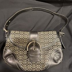 Coach 6818 Vintage Soho Black Leather and Signature C Canvas Shoulder/Tote Bag  #E04-6818