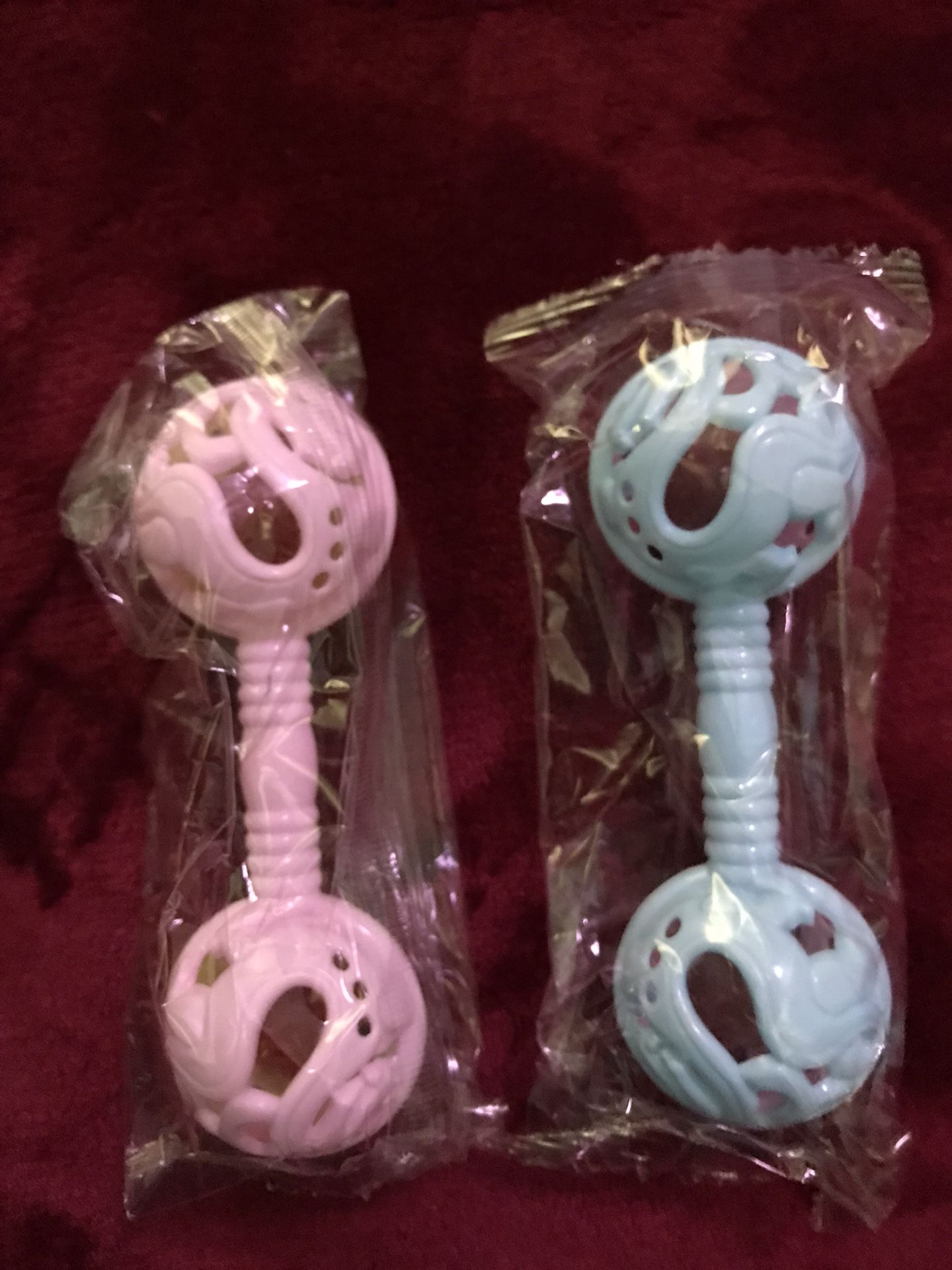 New 2 Baby Rattles Pink And Blue 