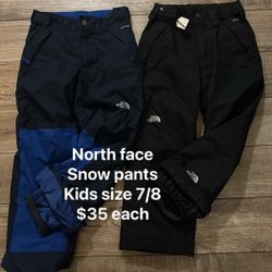 North face Snow pants Kids size 7/8 $35 each