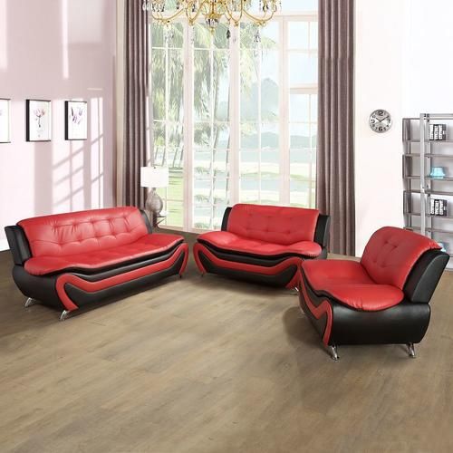 Black And Red Couch Set 3 Pieces