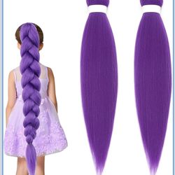 New In Package 2 Packs 26" Long Purple Pre Stretched Synthetic Braiding Hair Extensions NEW